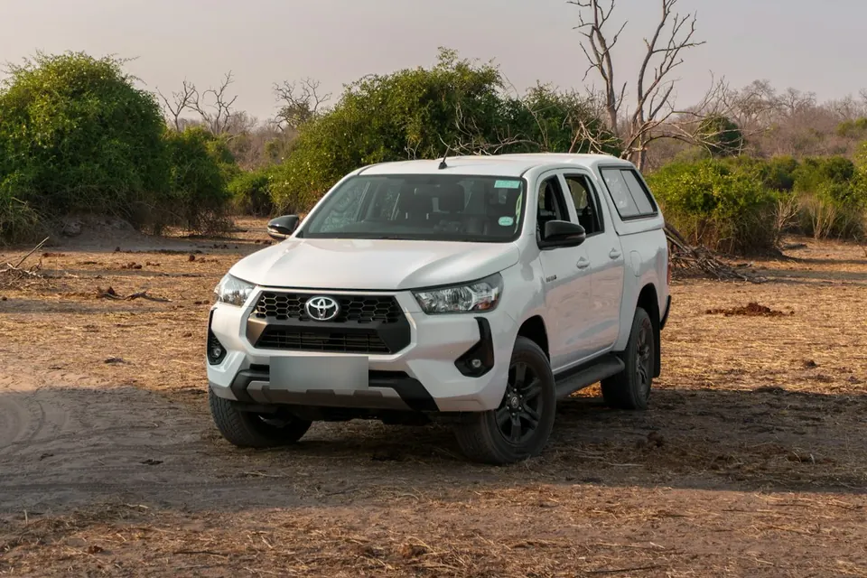 White Toyota Hilux double cab pickup for rent in Ghana